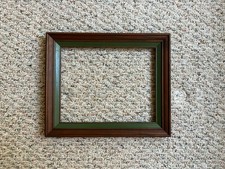 VTG  1970s Solid Wood Picture Frame, Green Liner, Angled Sides, Fits 8