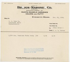 1939 Briggs-Marone Co Paint Putty Invoice Everett MA to Shelburne Falls Ephemera picture