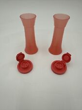 Tupperware Small 4” Hourglass Salt and Pepper Shakers Mini Guava Color Sale picture