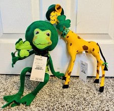 Annalee St. Patrick’s Day 12” Giraffe & 14” Frog Plush Doll Figurine Set picture