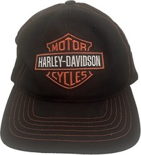 Vintage Harley Davidson Black Snap Back Trucker Annco Biker Moto 3D Hat picture