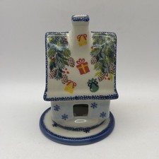 Kalich House Tea Light Candle Holder Polish Pottery Christmas UNIKAT Signed picture
