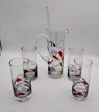 Coronet Barcelona Sagrada Pitcher Glass Stick Hand Blown With 4 Tumblers Glasses picture