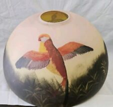REVERSE HAND PAINTED GLASS EXOTIC BIRDS SCENE ~ REPLACEMENT LAMP SHADE ~ 16