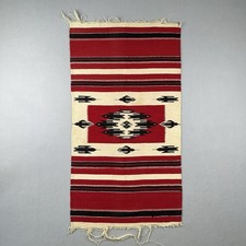 Vintage Southwestern Thunderbird Woven Wall Hanging Rug Blanket Red Black 25x46 picture