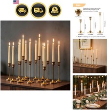 Gold Candlestick Holders Set Bulk 15 Aluminum Taper Candle Holders for Weddings picture