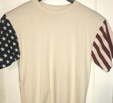 Vtg AMERICAN FLAG SLEEVE T SHIRT Rare 90's U.S Military USA MADE Rocker BIKER  picture