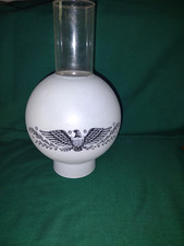 Vtg Colonial American Eagle Frosted Glass Globe Chimney Shade - 10”T /3
