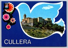 Postcard Cullera Valencia Castle View Bird Silhouette Flowers picture
