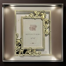 VTG French Victorian Gold Picture Frame Antiqued Iron Scroll Art Nouveau Style picture