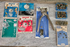 Vintage Clinton Scovill Plier Kit Eyelets Gripper Snaps Large Lot Snap Sewing picture