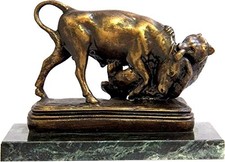 Bey Berk Eternal Struggle Bull Bear Bronzed Sculpture Green Marble Base picture