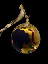 Vintage 1990s Saks De Carlini Hand Painted Gold Glass Ornament 5
