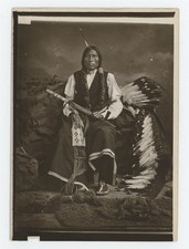 1900s Native American George Sword Oglala Lakota 1877 Silver Print Photo picture