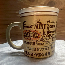 Vintage 1970s Las Vegas Casinos Stoneware Coffee Mug Glaze Flaw picture