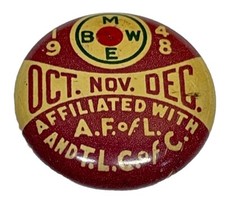 Vtg 1948 B.M.W.E. Union Dues Pinback (A.F. of L. and T.L.C. of C.) L.J. Imber Co picture