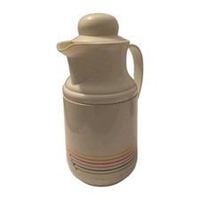 Vintage 1970s Phoenix Thermal Pitcher Rainbow Stripes Kitchenware Hot Cold EUC picture