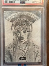 2024 Topps Chrome Star Wars Padme Amidala Sketch 1/1 Derek Johnson PSA 6 Auto picture