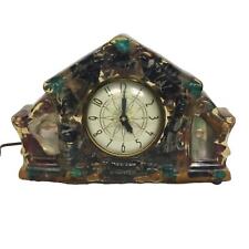 Vintage MCM Resin Vomit Clock Lanshire Natural Stone Mother Of Pearl Non Working picture