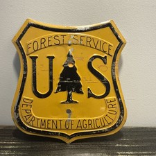 Rare Vintage Metal US Forestry Service Tree Sign Tree Badge Old Stock picture
