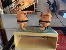 Thomas G. Lloyd 2003 Hand Carved Sumo Wrestlers Tug of War Automaton Folk Art picture