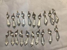 Vintage Drop & Button Crystal Chandelier Prisms Crystal Lot of 20 picture