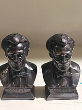 Vintage Abraham Lincoln Metal Salt Pepper Shakers Pair 2 3/8