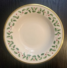 VTG Lenox Dimension Collection HOLIDAY Pattern RIM SOUP BOWL Gold Rim 9-1/8” USA picture