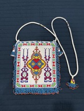 Antique Vintage Native American Hand Beaded Small Purse Tobacco Bag Authentic picture
