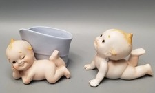 Felton Kewpie Porcelain Doll Set Crying And Planter Baby Blue Wings W/Tags Vtg picture