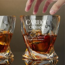 Custom Engraved Caribou Crossing Whiskey Glass Twisted – 10 oz New picture