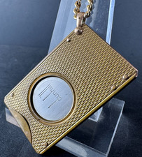 Vintage Signed DUNHILL London Bronze Cased Cigar Cutter with Gold Filled Chain picture