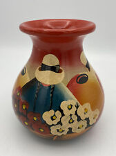 High Gloss Painted Colorful Red Black Small Vase Unmarked About 5” Tall picture