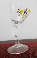 Vintage Signed Gay Fad Beau Brummell 1950s Martini Glass Hand Painted Bent Stem picture