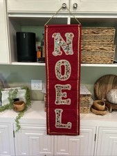 Vtg 60s70s  NOEL Completed Felt Sequin Wall Hanging Banner Christmas 34x10.5”mcm picture