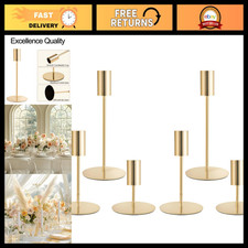 Set of 6 Gold Taper Candle Holders - Modern Minimalist Candlestick Holders picture