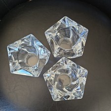 3 Partylite Retired Windswept Votive Candle Holders 24% Heavy Lead Crystal Star picture