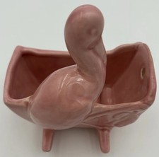 Haeger Pink Stork Cradle Baby Nursery Planter Wall Pocket Vintage 1940s 4.5x5x6” picture
