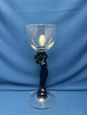 VINTAGE CAMBRIDGE NUDES LIQUOR COCKTAIL GLASS EBONY BLACK NUDE STEM STATUESQUE picture