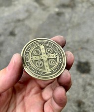 Saint Benedict Coin | Solid Brass | 50MM | Engraved in USA | Challenge Coin | picture