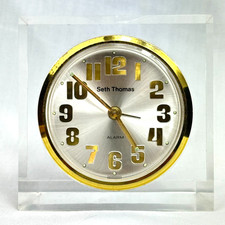 Vintage Seth Thomas Alarm Clock Lucite Case Germany Mid Century Works picture
