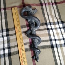 Vtg Rod Of Asclepius Medical Healing Symbol Chalkware Snake Bristol Laboratories picture