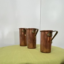 Vintage Copper Brass Nesting Measuring Cups 3 Pc Set 1, 3/4, 1/2 Cup AsIs picture