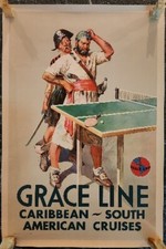 Caribbean Grace Line South American Cruises ORIGINAL 1938 Lithography  picture