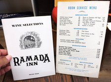 VINTAGE 1969 RAMADA INN ROOM SERVICE MENU & WINE SELECTION MENU DALLAS TEXAS picture