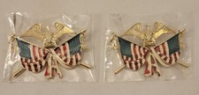 Two 1940s Style Eagle Double Flag Pin Fashioned after WWII Sweetheart Jewelry picture