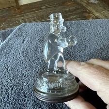 Vintage 1920s Barney Google Clear Glass Candy Container Figurine With Metal Lid picture