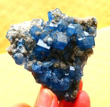 169.6g Natural Blue Cubic fluorite crystal Pyrite mineral specimen/yaogangxian picture