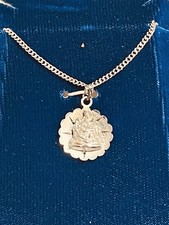 Vtg 1964 1965 NY Worlds Fair Sterling Silver Pieta Medal Necklace Catamore BOXED picture
