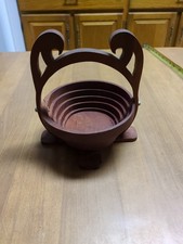 Handmade Folding Collapsible Wooden Basket 6 diameter picture